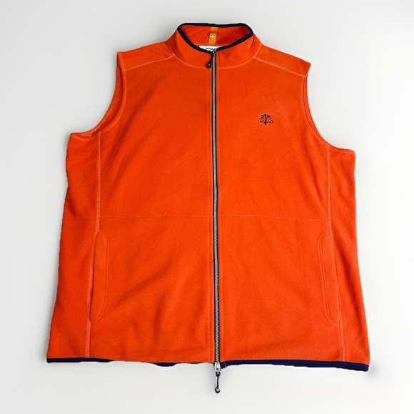 Peter Millar Other - Peter Millar Vest Mens Large Orange Fleece Full Zip Mock Neck Golf‎ Crown Logo